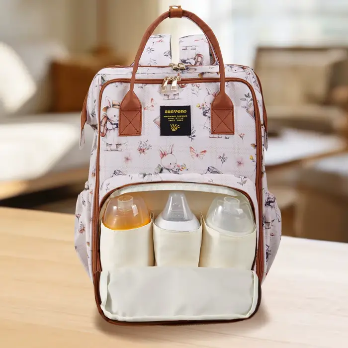 Sac à dos pour couches Sunveno de grande capacité – Sac de maternité élégant avec poches multifoncti