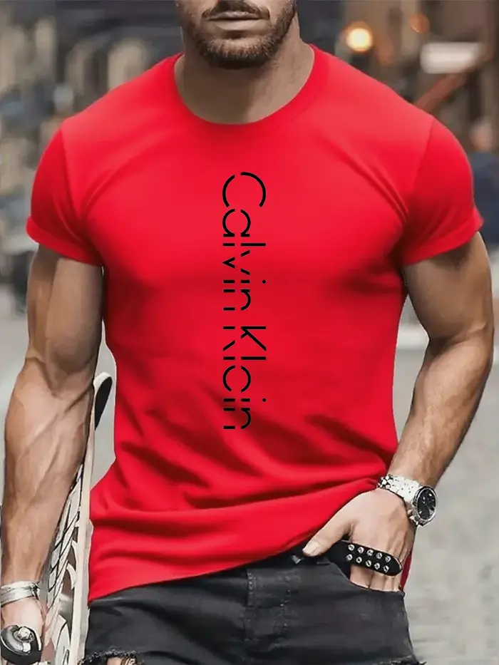 T-shirt à manches courtes et col rond pour hommes, marque luxueuse, à la mode, avec lettres de dessi