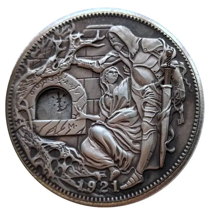 Mécanisme mobile fait à la main, Hobo du Sainte Graal, pièce de monnaie en Nickel, épée amovible err