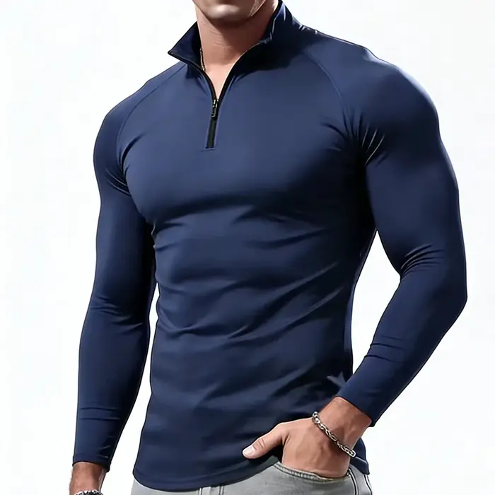 T-shirt à manches longues pour homme, vêtements de sport de compression, t-shirt pour homme, hauts é