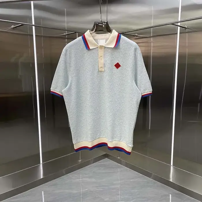T-shirts amples en tricot pour hommes et femmes, col rabattu, broderie Casinoblank Paris, collection