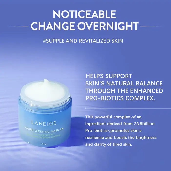 Masque de nuit hydratant LANEIGE 70ml, hydratation intense, soin de luxe, cosmétique coréen, K-Beaut