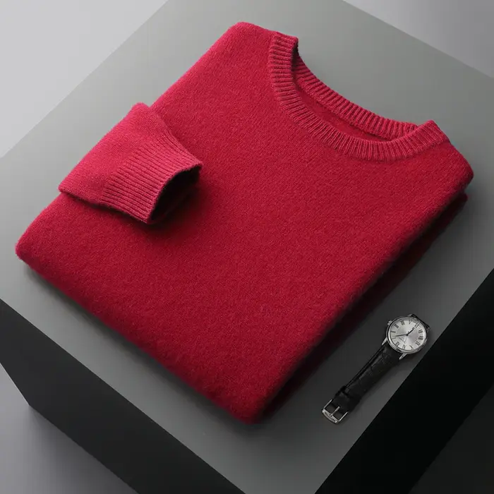 Pull en laine pour hommes, col rond, ample, couleur unie, chemise à bascule épaisse, nouvelle collec