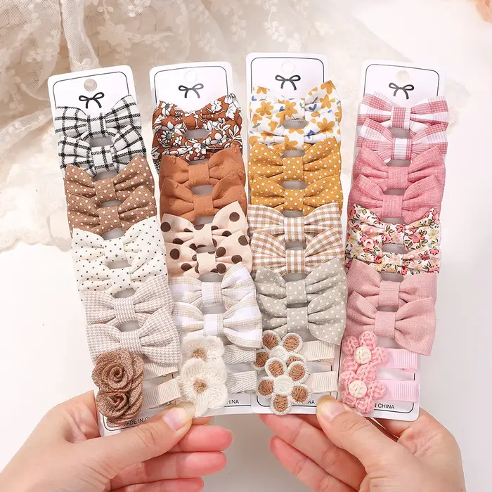 Bébé arcs 20 pièces/ensemble tissu fait à la main imprimé Barrette Boutique Mini Boutique frange arc