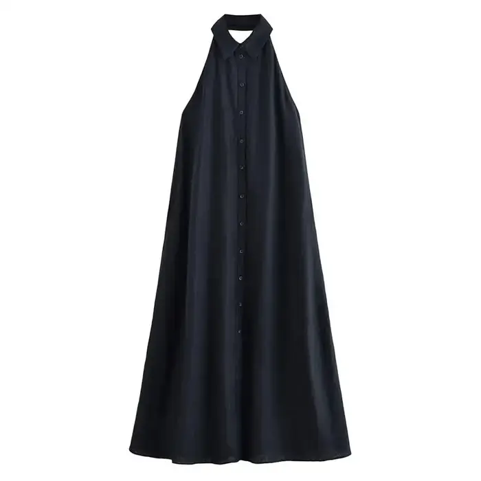 Robes d'été pour femmes 2026 : Nouvelle robe longue élégante à col halter pour les vacances, robe ch