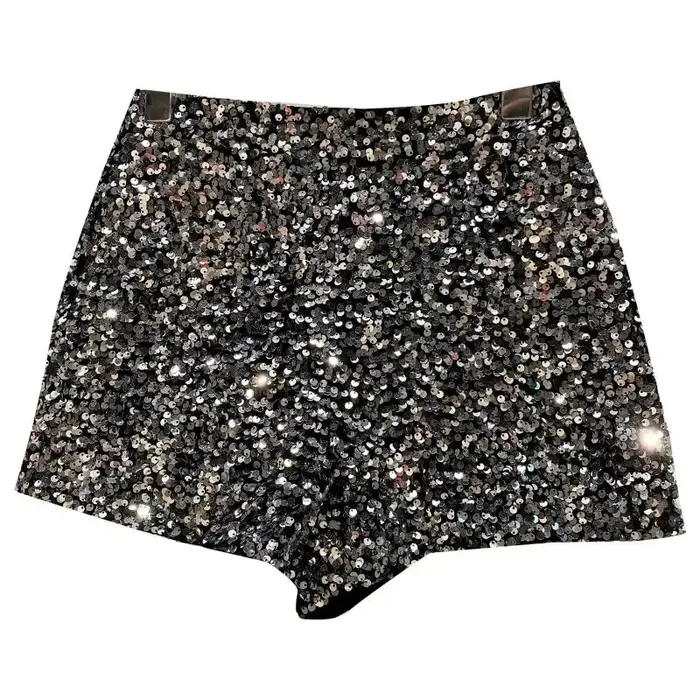Short en Velours Noir pour Femme, Pantalon Court Polyvalent Brcorporelle à Paillettes, Nouvelle Coll