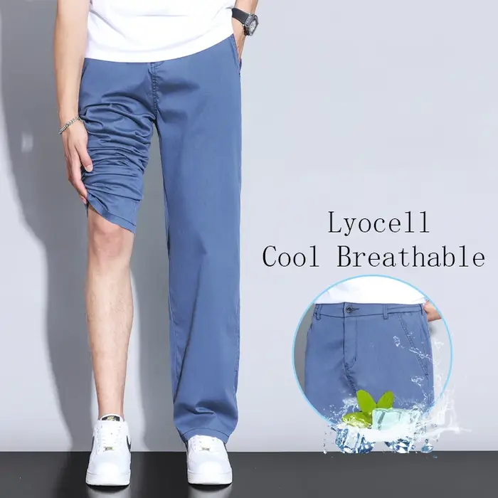 Jeans d'été en tissu Lyocell doux ultra-mince de haute qualité pour hommes, pantalons en denim droit