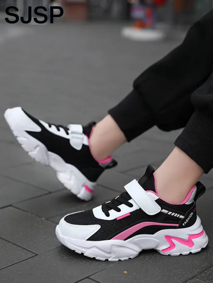 Chaussures décontractées roses pour filles, chaussures en maille respirantes, chaussures de course l