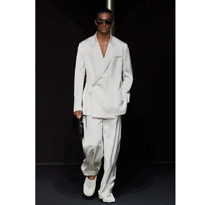 Costume Blanc à Revers à Encoche et un Bouton pour Homme, Tenue de Voyage Chic et Décontractée, Smok