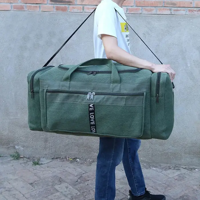 Grand sac polochon de voyage en toile imperméable pour hommes, sacs de rangement de bagages à bandou