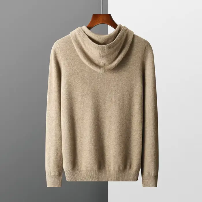 Pull à Capuche en Laine Mérinos 100% pour Homme, Col en Cachemire, Décontracté, à Manches sulf, Coll