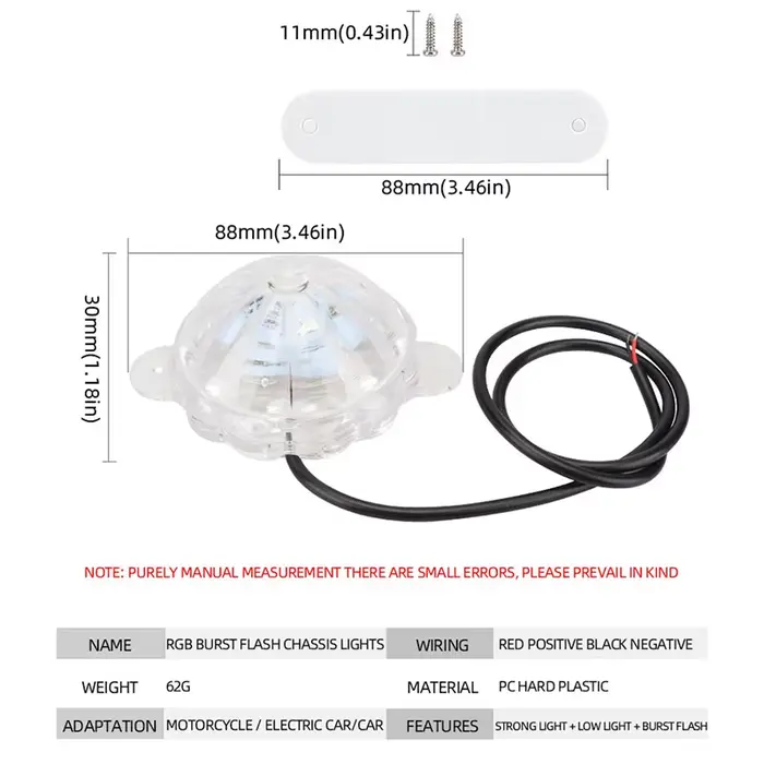 1 pièces moto LED châssis lumière RGB Flash lampe stroboscopique moto décoration atmosphère lumière 