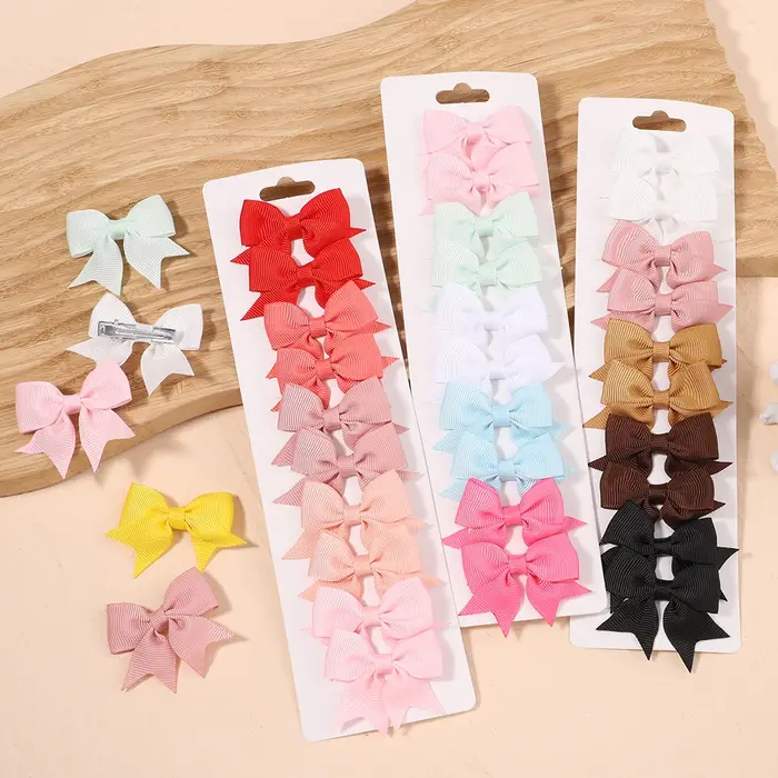 Pinces à cheveux avec nœuds pour enfants, couleur unie, pour bébés filles, ruban fait à la main, épi