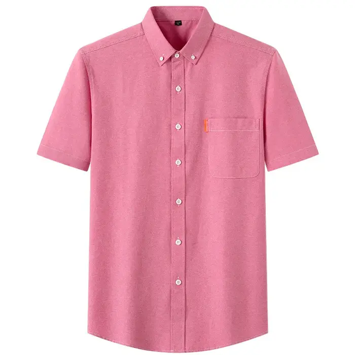 Chemises Oxford 100% coton pour hommes, manches courtes, couleur unie, coupe régulière, chemise form