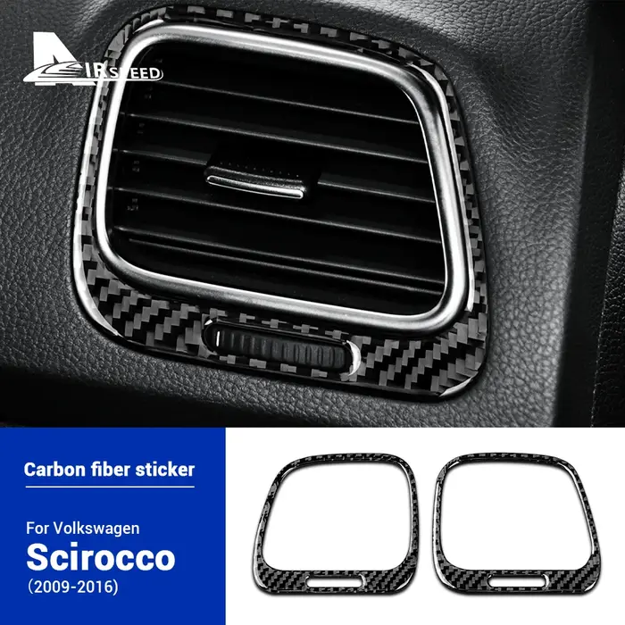 Autocollant de ventilation de sortie ca de voiture, en Fiber de carbone véritable et souple, pour Vo