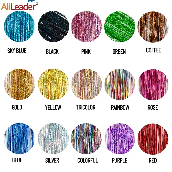 Réinitialisation d'extension de cheveux synthétiques brillants, kit de cheveux Tinsel, nickel é de p