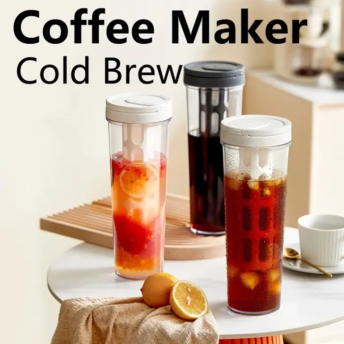 Cafetière à infusion froide manuelle 1L, avec poignée, bouteille d'eau de grande capacité, jus porta