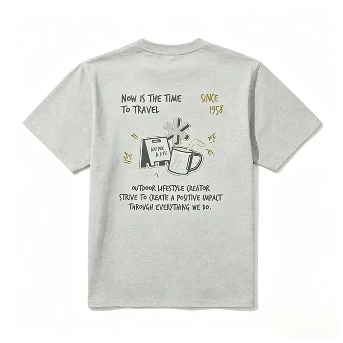 Nouveau T-shirt d'été 2026 à manches courtes en pur coton, imprimé Snow Peak, pour le camping en ple
