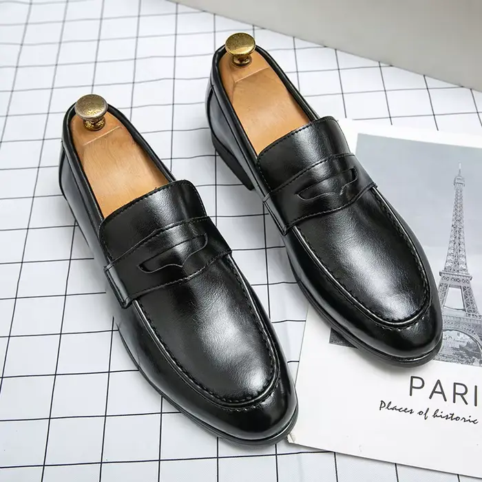 Chaussures habillées pour hommes, tendance, décontractées, en cuir, pour affaires, classiques, à enf