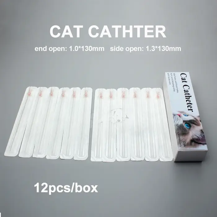 Cathéter urinaire sans stylet pour chats, 12 pièces, extrémité ouverte de 1.3mm, 1.0mm, fournitures 