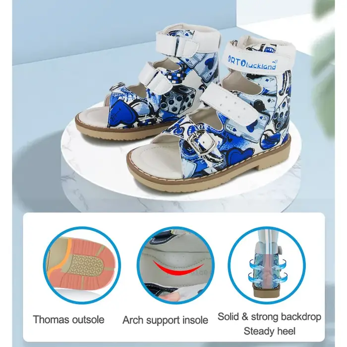 Ortoluckland enfants sandales garçons imprimé chaussures orthopédiques été enfants boucle sangle sou
