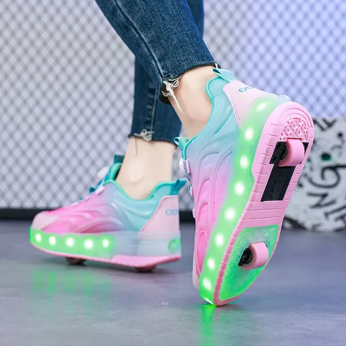 Chaussures de patin à roulettes à deux roues pour enfants, baskets lumineuses de sport lumineuses po
