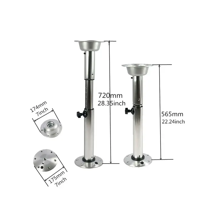 Piédestal de table réglable en aluminium, support pour bateau marin, caravane, Hurhome, 565mm-720mm,