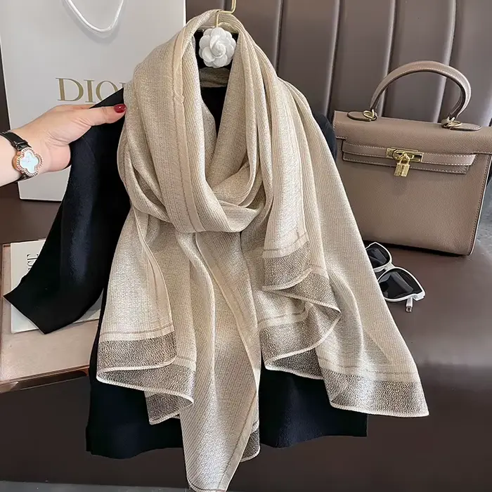 Écharpe chaude en laine de soie solide pour femme, châle enveloppant, Bufanda Floral Pashmina, luxe,