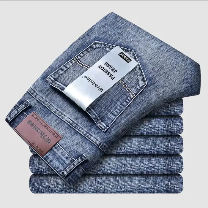 Wthinlee nouveau jean pour hommes d'affaires décontracté droit Stretch mode classique bleu noir trav
