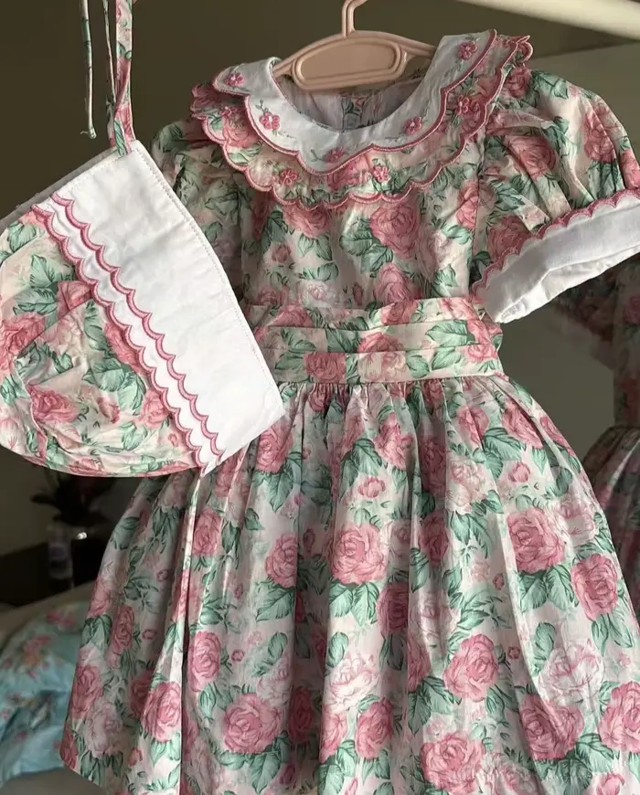 0-12Y bébé fille été Rose broderie à la main Vintage princesse Rose robe florale pour anniversaire p