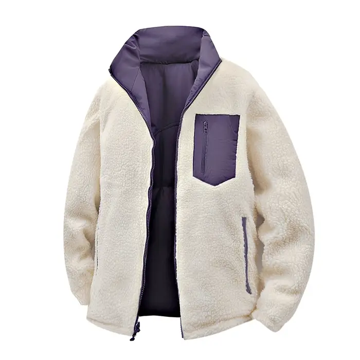 Veste d'extérieur rembourrée en coton et peau d'agneau Double face pour hommes, veste d'hiver rembou