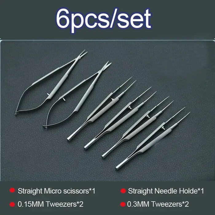 Nouveau 4 pièces/ensemble instruments microchirurgicaux ophtalmiques 12.5cm ciseaux + porte-aiguille