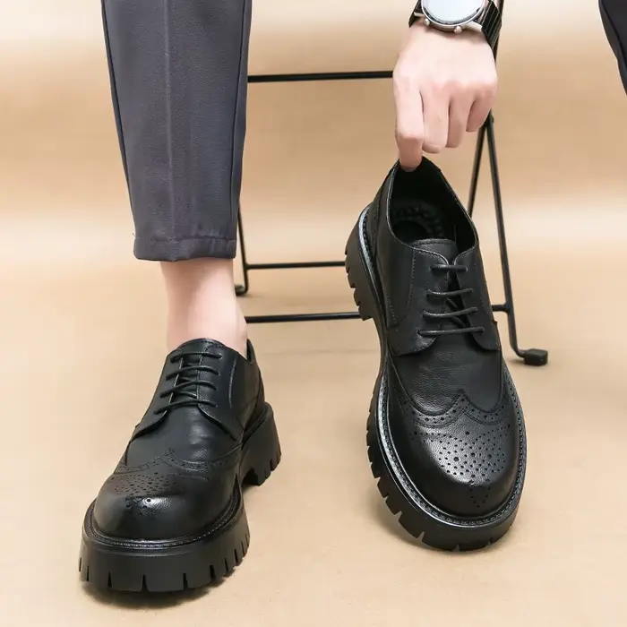 Chaussures Oxford à fond épais de marque de luxe, chaussures de sécurité d'extérieur à lacets, chaus