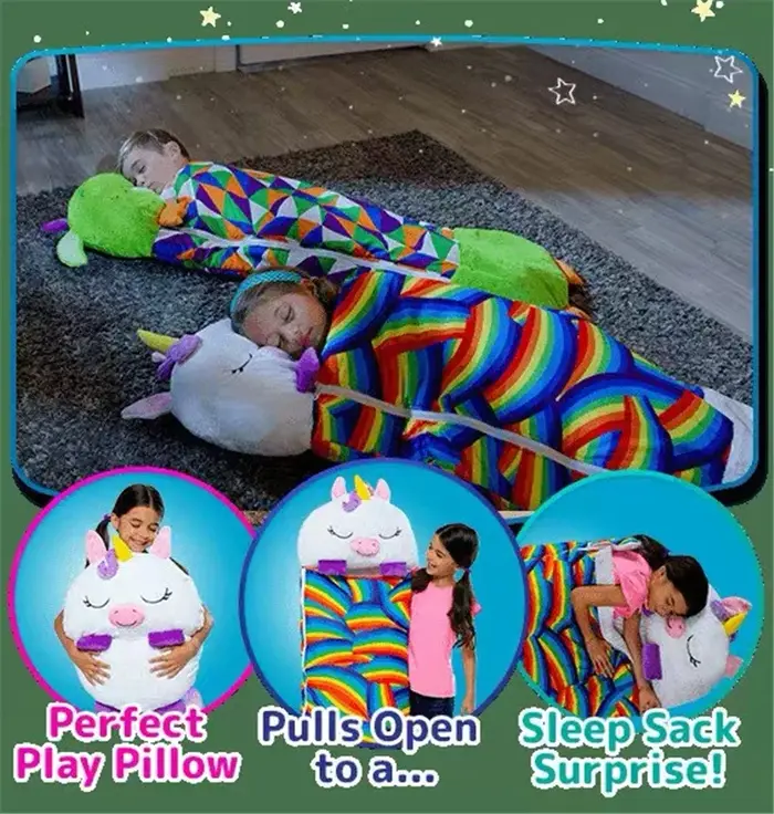 Sac de nuit en peluche animaux doux oreiller inclus pour bébés et enfants occasions spéciales cadeau anniversaire