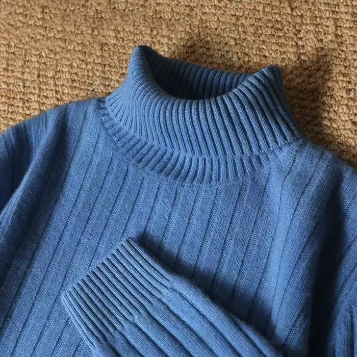 Jeu d'animaux hommes Long col roulé rayures pull tricots décontractés pull chandails extérieur chaud