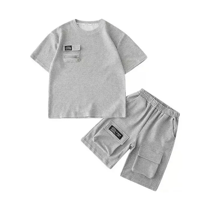 Ensemble sportif été garçon 2 pièces t shirt manches courtes short mode enfants trempés activités quotidiennes vacances colonies de vacances