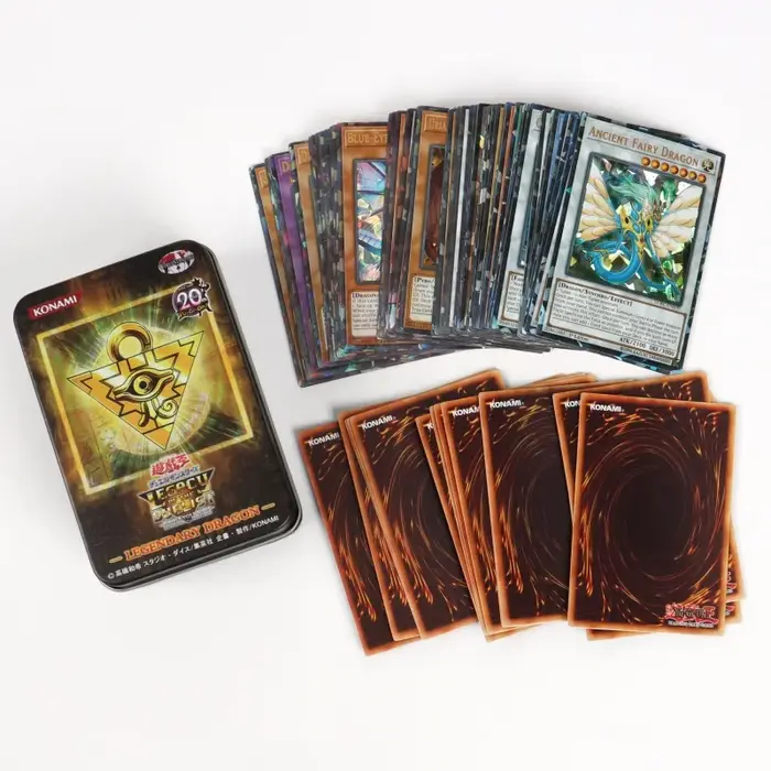 66-148 pièces cartes Yugioh avec boîte en fer blanc Yu Gi Oh carte anglais holographique lettre doré