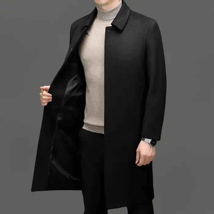 Manteaux en cachemire haut de gamme et à la mode pour hommes pour l'automne et l'hiver, vestes à rev