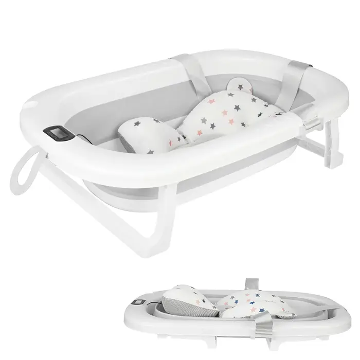 Baignoire pliable pour bébé avec tapis de bain, baignoire pour bébé avec thermomètre intégré, baigno