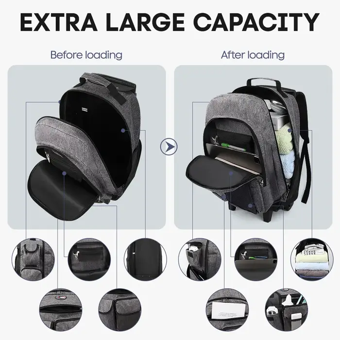 New York XPress 20 pouces sac à dos de voyage avec roues tige de traction cachée bagage à main sac d