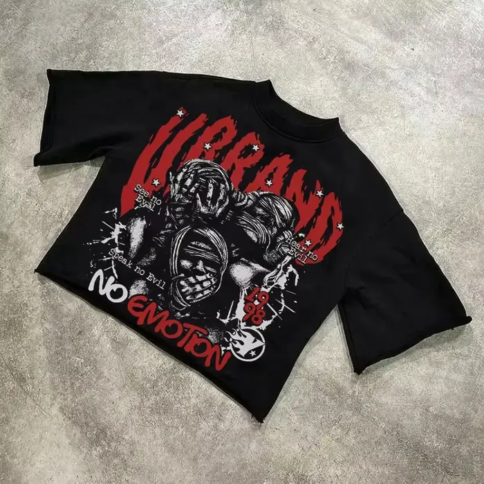 Nous sommes tous seul abstrait visage humain graphiques imprimé coton T-Shirt hommes Y2K manches cou