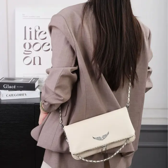 Sac à main bandoulière en cuir grainé pour femme, sac à main polyvalent classique à porter à l'épaul