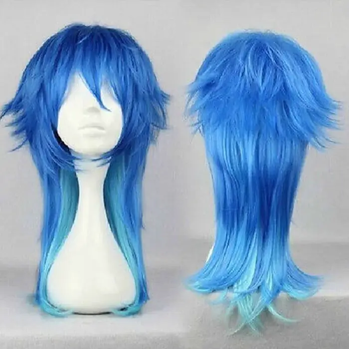 Meurtre dramatique DMMD Seragaki Aoba Cosplay Costume perruque de fête deux tons bleu Ombre cheveux 