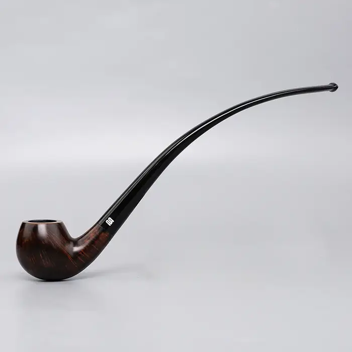 Pipe à tabac en bois de bruyère faite à la main Muxiang, longue tige courbée, embout pour fumer avec
