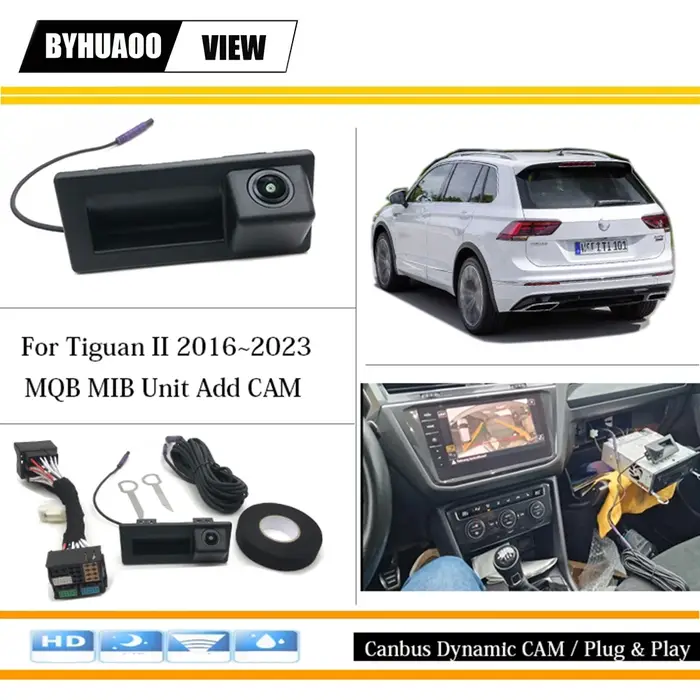 Caméra dynamique Canbus pour VW Tiguan II 2016 à 2023, caméra de recul pour unité MIB HD, Vision noc
