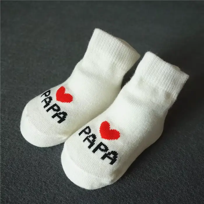 2 paires de chaussettes pour nouveau-né fille et garçon, blanches, mignonnes, amour MAMA PAPA Bebe, 