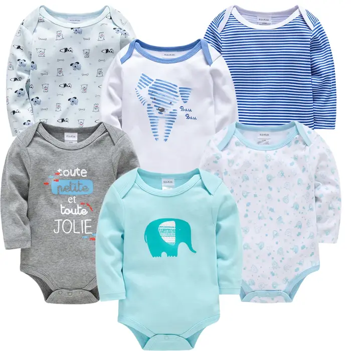 Kavkas – body pour bébés garçons et filles, 6 pièces, manches longues, 100% coton, vêtements pour bé