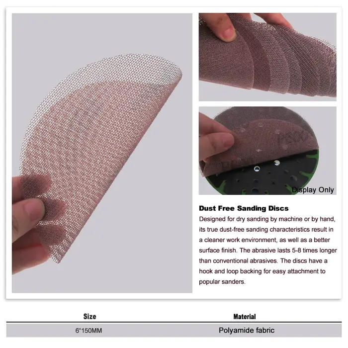 20 PC 6 pouces 150mm crochet boucle maille sans poussière Anti-blocage papier de verre abrasif 80-60