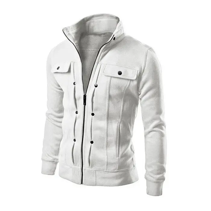 Nouveaux hommes vestes décontractée col montant sweat-shirt à glissière printemps automne Cardigan v