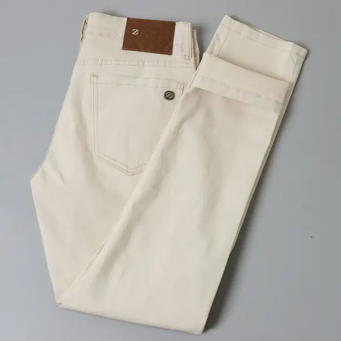 Jean de luxe haut de gamme pour hommes, pantalon élastique tendance polyvalent, coupe slim, simple e